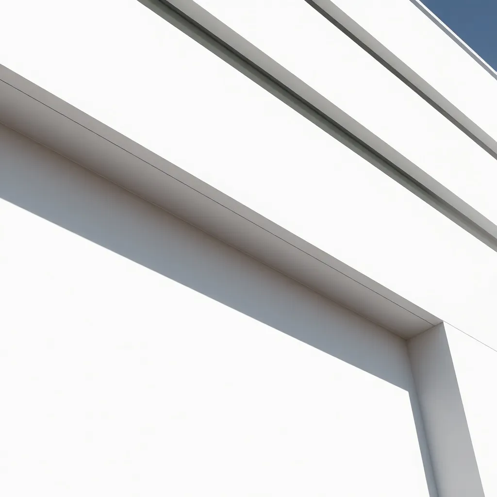 Minimalist architectural detail of a modern white building w